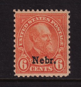 1929 Garfield Sc 675 6c orange NEBRASKA overprint MNH VF single CV $70 (E