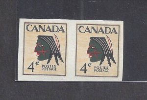 CANADA 1955 INDIAN HEADS PROPOSED DESIGN ESSAY IMPERFORATE PAIR BS30695