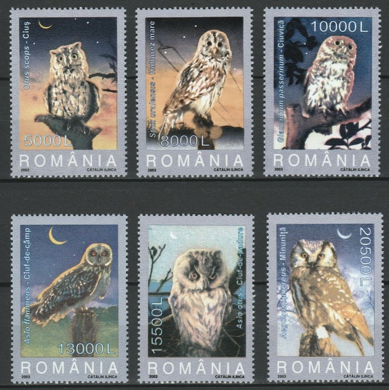 Romania 2003 Birds, Owls 6 MNH stamps