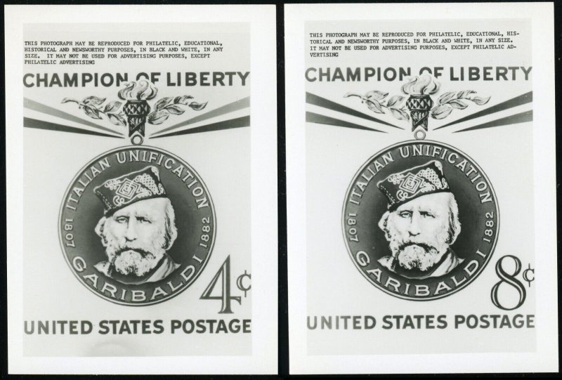 USA #1168 #1169 Giuseppe Garibaldi A608 Photo Essay BW 3x4 Publicity Cards