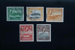 Antigua 1953. 'QE venues'. Short set SG122/23/29/153/55. UNH