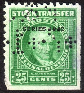 1942, US 25c, Stock transfer, Used, Sc RD123