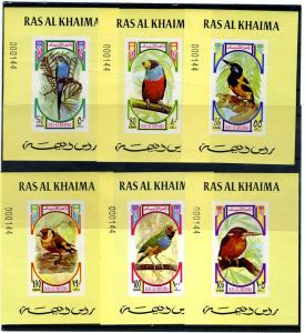 Ras Al-Khaima 1972 BIRDS (6) Deluxe s/s Mint (NH)