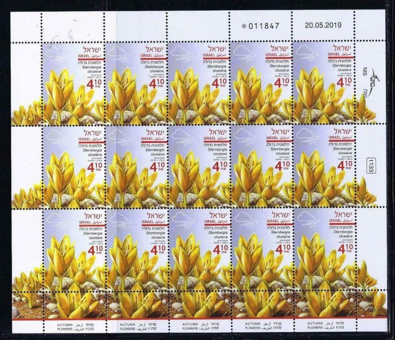 ISRAEL 2019 AUTUMN FLOWERS SET OF 3 SHEETS 15 STAMPS MNH FLORA