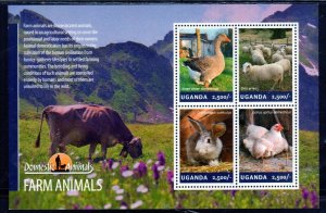 UGANDA #2139 2014 FARM ANIMALS MINT VF NH O.G M/S4