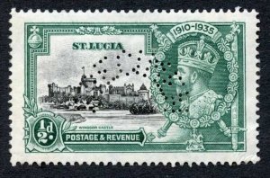 St Lucia SG109s 1/2d Silver Jubilee Perf SPECIMEN M/M