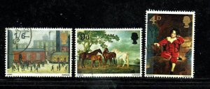 GREAT BRITAIN #514-516 1967 PAINTINGS F-VF USED a