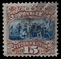 U.S. #118 Used; 15c Columbus Landing - G Grill Type I (1869) - PF Certificate