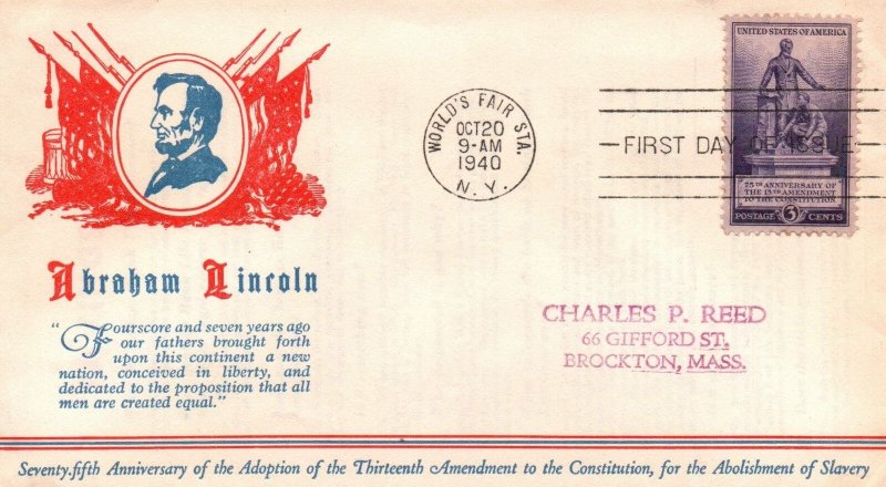 1940 FDC - Abrahalm Lincoln - Better Cachet - F28389 