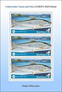 BEEPOST ESTONIA - 2024 - Fishes - Perf 3v Sheet - MNH - Private Issue