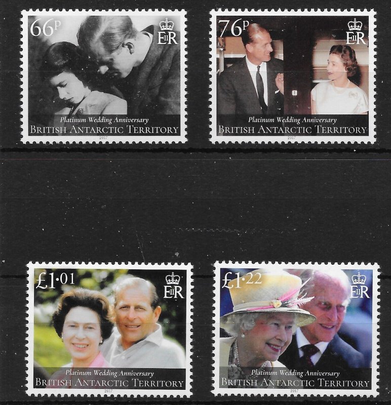 BRITISH ANTARCTIC TERR. SG722/5 2017 QUEEN'S PLATINUM WEDDING SET MNH (r)