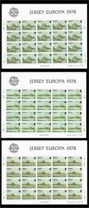 1978 - Europe CEPT Sheet Great Britain-Jersey Mi.177-79 - 3 sheets of 20 stam...