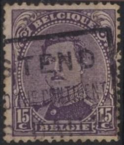 Belgium 113 (used) 15c Albert I, purple (1915)