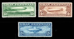 MOMEN: US STAMPS #C13-C15 GRAF ZEPPELIN SET MINT OG NH VF+ CHOICE LOT #97127
