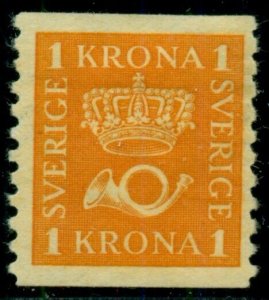 SWEDEN #153v (168bz) 1kr orange, wmk KPV, og, hinge rem, scarce, VF, Facit $825