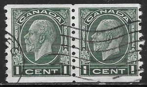 Canada 205: 1c George V, Medallion issue, pair, used, F-VF