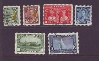 Canada Sc211-16 1935 George V Silver Jubilee stamps used