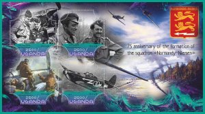 Stamps. Aviation,  the squadron Normandy-Niemen 2018 1+1 sheets perforated