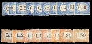 San Marino #J19-36 Cat$343.50, 1925-29 Postage Due, complete set, mostly ligh...