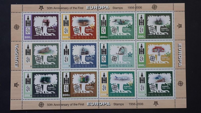 50th anniversary of EUROPA stamps - Mongolia - compl set of 12 in sheet ** MNH