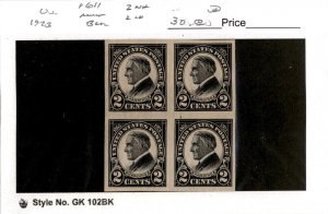 United States Postage Stamp, #611 Mint LH Block, 1923 Harding (AJ)