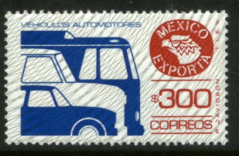 MEXICO Exporta 1136 $300P Cars/Bus Unwmkd Fosfo Paper 5 MNH