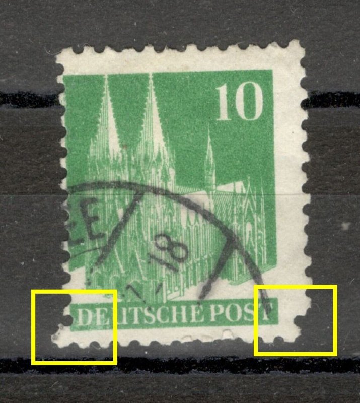 GERMANY-USED STAMP,10pf-ERROR, INCORRECT PERFORATION-ALLIED OCCUPATION ZONE 1948