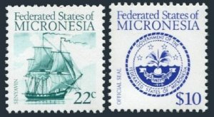 Micronesia 34,39,MNH.Michel 36,49. Definitive 1985-1986.Tail ship,National Seal.