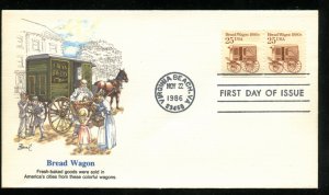 US 2136 Transportation Issue 25c Bread Waggon UA Fleetwood cachet FDC