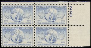 US #C43 GLOBE & DOVES MNH UR PLATE BLOCK #24148