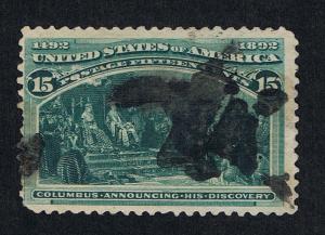 VERY AFFORDABLE GENUINE SCOTT #238 USED 1893 15¢ DARK GREEN COLUMBIAN EXPOSITION