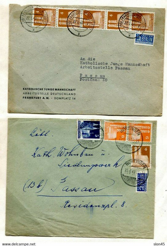 Germany 1949 Collection of 12 covers. Buildings with Berlin notopfer stamp. Used