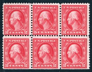 SCOTT #505 Fine OGnh 5c Perf 11 Error Block/6 with 5 2c Values SCV $625(LB 3/14) 