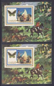 Fujeira Mi Block105A-B MNH 1972 Boy Scout Perf & IMPERF Souvenir Sheets