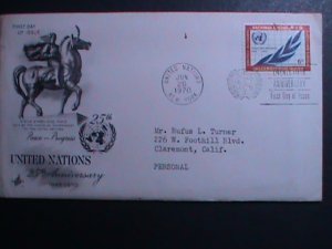 ​UNITED NATIONS-1970 UNITED NATION 25TH ANNIVERSARY-1ST DAY COVER-USED: VF