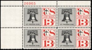 US #C62 LIBERTY BELL MNH UL PLATE BLOCK #26965