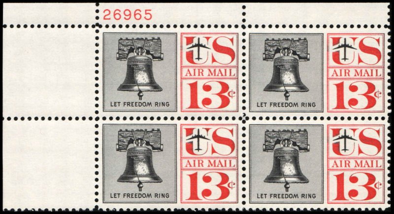 US #C62 LIBERTY BELL MNH UL PLATE BLOCK #26965