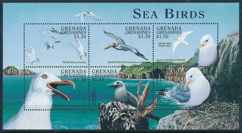 [108798] Grenada Grenadines 1998 Sea Birds Terns Pelican Noddy Mini sheet MNH