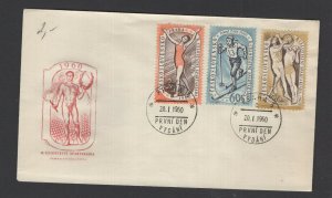 Czechoslovakia #955-57 (1960 Winter Spartacist Games set) unaddressed cachet FDC