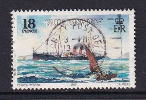 Guernsey  #412  used  1989  railway steamer service 18p