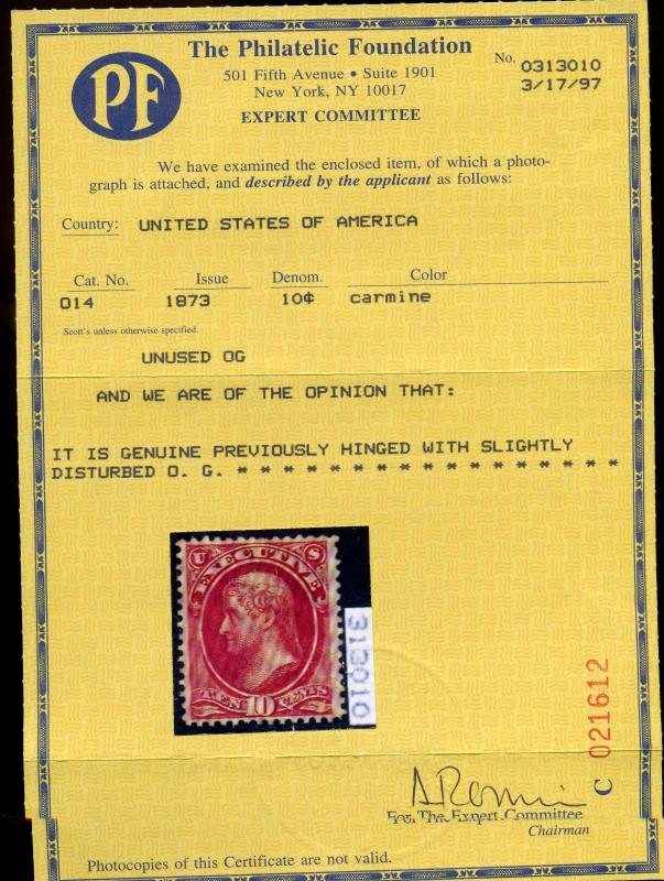 Scott #O14 Executive Official Mint Stamp with PF Cert  (Stock O14-35)