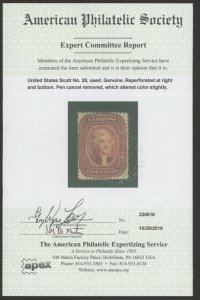 U.S. #28 USED WITH APS CERT