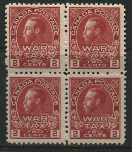 Canada 1915 2 cent War Tax block of 4 unmounted mint NH