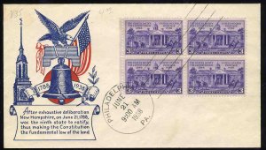 United States First Day Covers #835-18, 1938 3c Constitution Ratification, Wa...