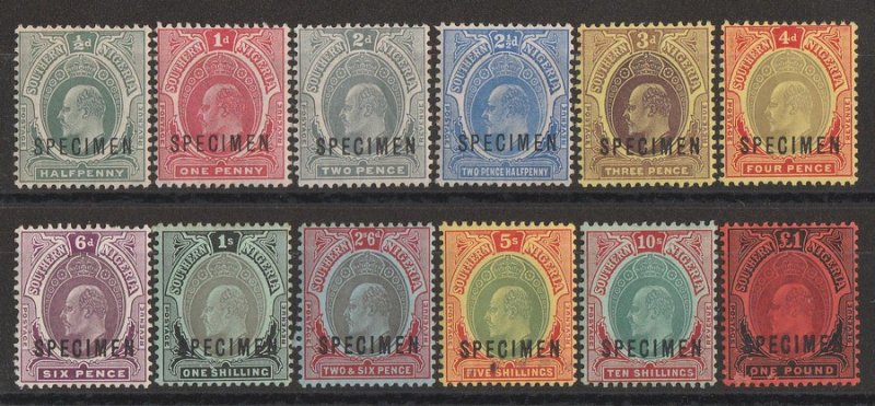 SOUTHERN NIGERIA : 1907 KEVII New Colours set ½d-£1, SPECIMEN. MNH **. 