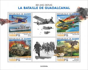 GUINEA - 2022 - Battle of Guadalcanal 80th Ann - Perf 4v Sheet-Mint Never Hinged