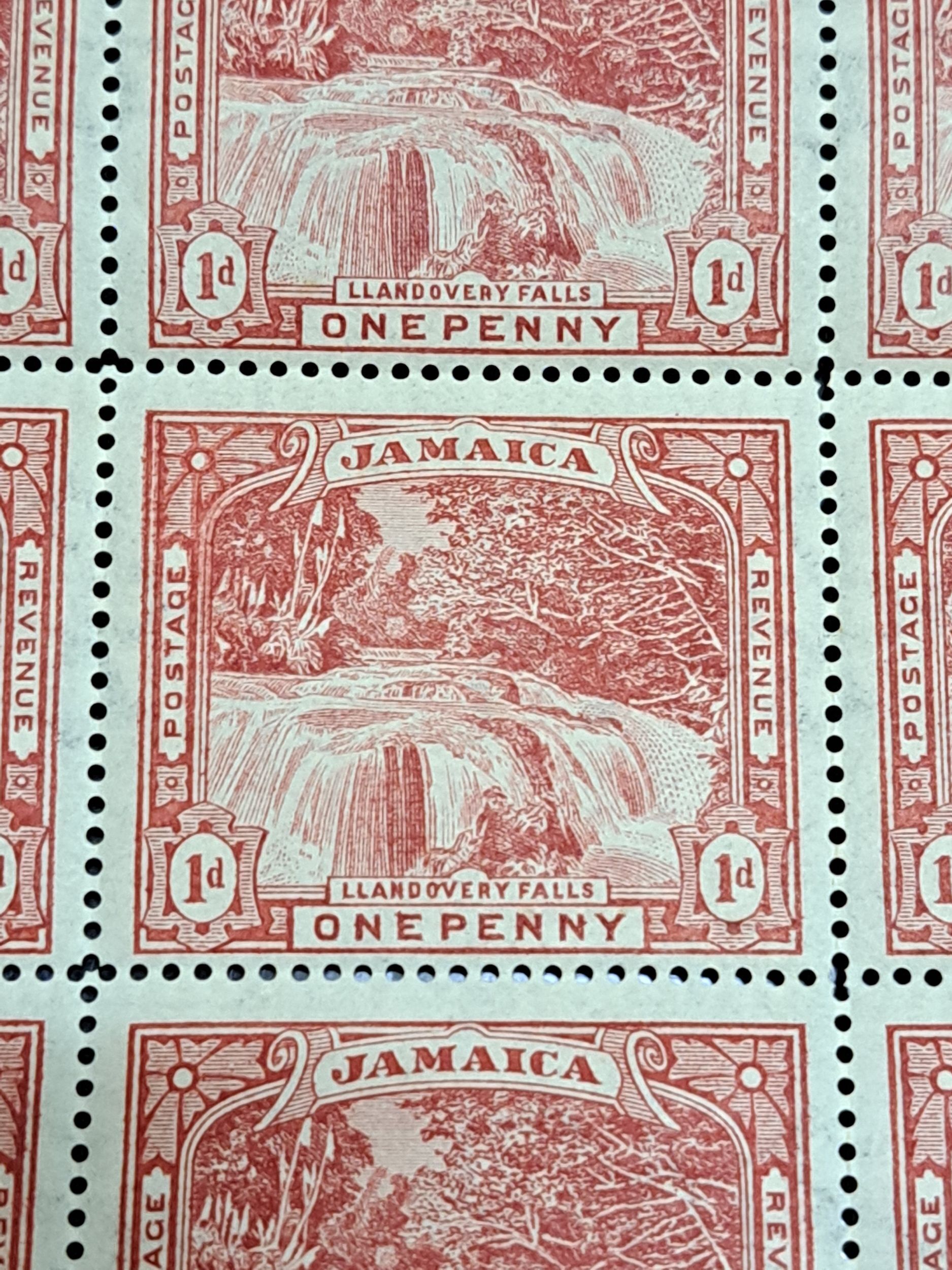 Jamaica Sg31 Llandovy Falls . The first Jamaican stamp with a local