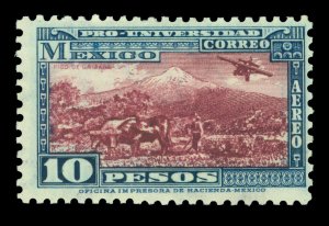 MEXICO 1934 AIRMAIL - Orizaba Volcano 10p blue & maroon  Scott C60  mint MLH