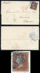 1841 Penny Red (LJ) Cat £750 438 TULLAMORE Postmark in Blue on Cover