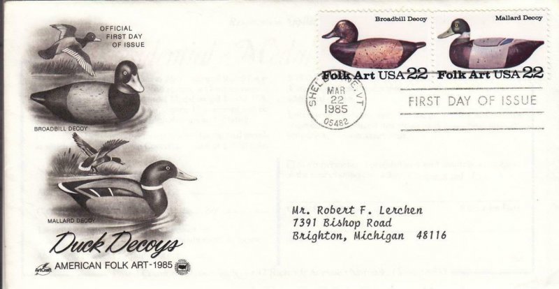 1985, Duck Decoys-Broadbill, Mallard, Artcraft, FDC (D8327)